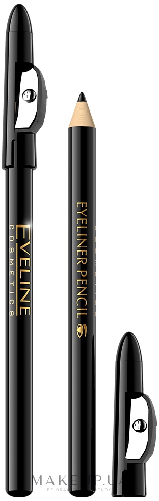 Олівець для очей, короткий, зі стругачкою - Eveline Cosmetics Eyeliner Pencil — фото Black