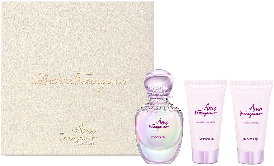 Salvatore Ferragamo Amo Ferragamo Flowerful - Набор (edt/50ml + sh/gel/50ml + b/lot/50ml) — фото N1