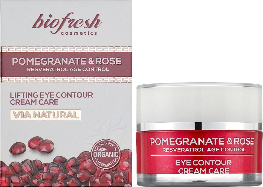 Підтягувальний крем для шкіри навколо очей "Гранат і троянда" - BioFresh Via Natural Pomegranate & Rose Lifting Eye Contour Cream Care — фото N2