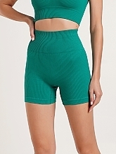 Бесшовные шорты в рубчик "SHORTS RIB SHAPE", emerald - Giulia — фото N4