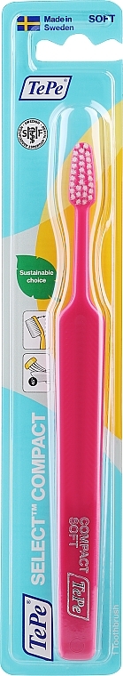 Зубна щітка Select Compact Soft, м'яка, малинова - TePe Comfort Toothbrush — фото N1