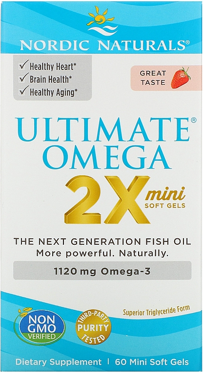 Пищевая добавка "Ультимейт Омега 1120 мг" - Nordic Naturals Ultimate Omega 2X Mini 1120mg Strawberry — фото N1