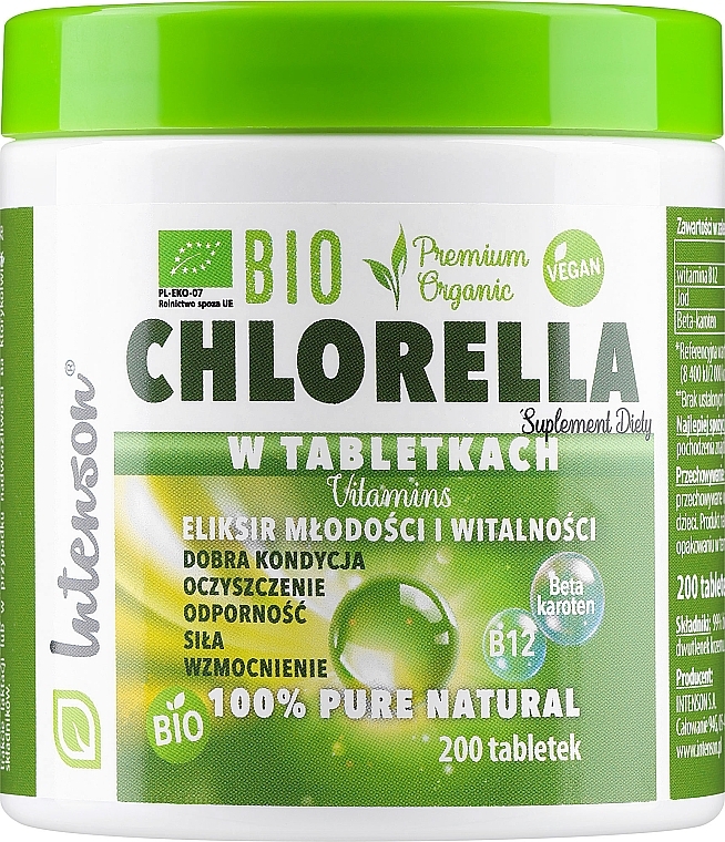 Диетическая добавка "Хлорелла", в таблетках - Intenson Bio Chlorella — фото N1