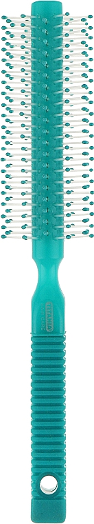 Щетка для волос , круглая, с резиновой ручкой, голубая - Titania — фото N1