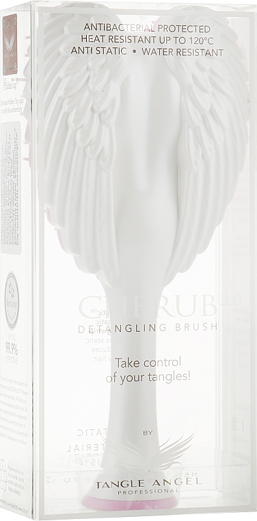 Расческа-ангел компактная, бело-розовая - Tangle Angel Cherub 2.0 Gloss White