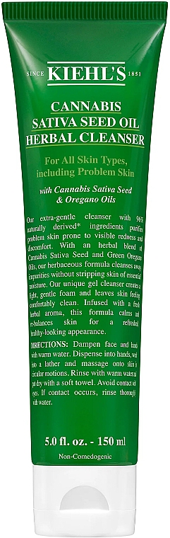 Очищающий гель с маслом семян конопли для всех типов кожи - Kiehls Cannabis Sativa Seed Oil Herbal Cleanser — фото N1