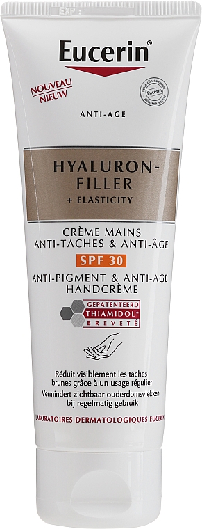 Антивіковий крем для рук проти темних плям - Eucerin Hyaluron-Filler + Elasticity Anti-Age SPF30 — фото N1