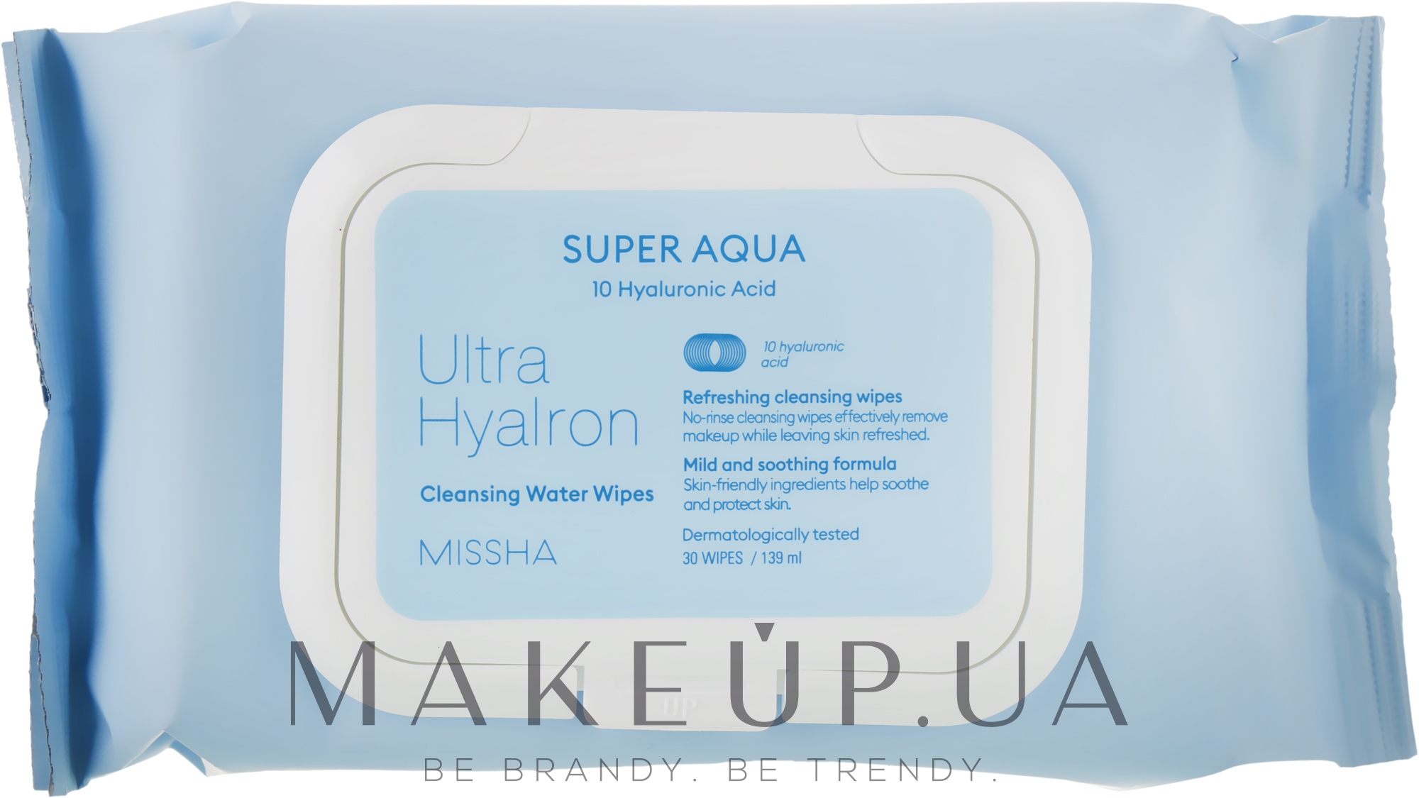 Очищувальні серветки з гіалуроновою кислотою - Missha Super Aqua Ultra Hyalron Cleansing Water Wipes — фото 30шт