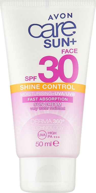 Солнцезащитный матирующий крем - Avon Care Sun+ Shine Control Sun Cream SPF 30 — фото N1
