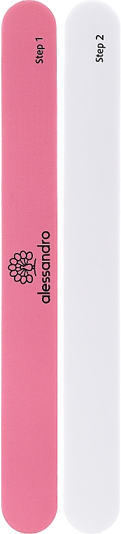 Двостороння пилочка, біло-рожева - Alessandro International File — фото N1