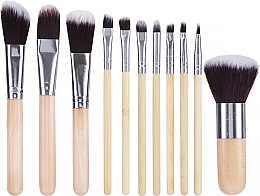 Набор бамбуковых кистей для макияжа в мешочке, 11 шт - Lewer Brushes 11 Bamboo — фото N1