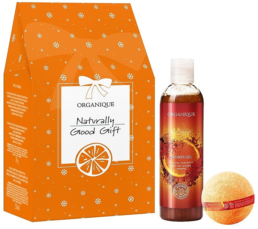 Набір - Organique Spicy Therapy Naturally Good Gift (sh/gel/250ml + bath/bomb/70g) — фото N1