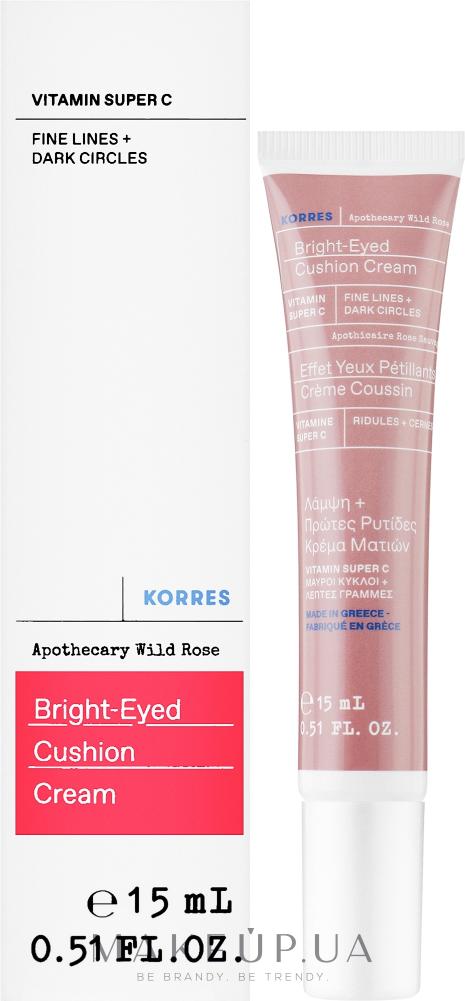 Осветляющий крем для глаз с дикой розой - Korres Wild Rose Brightening First Wrinkles & Dark Circles Eye Cream — фото 15ml