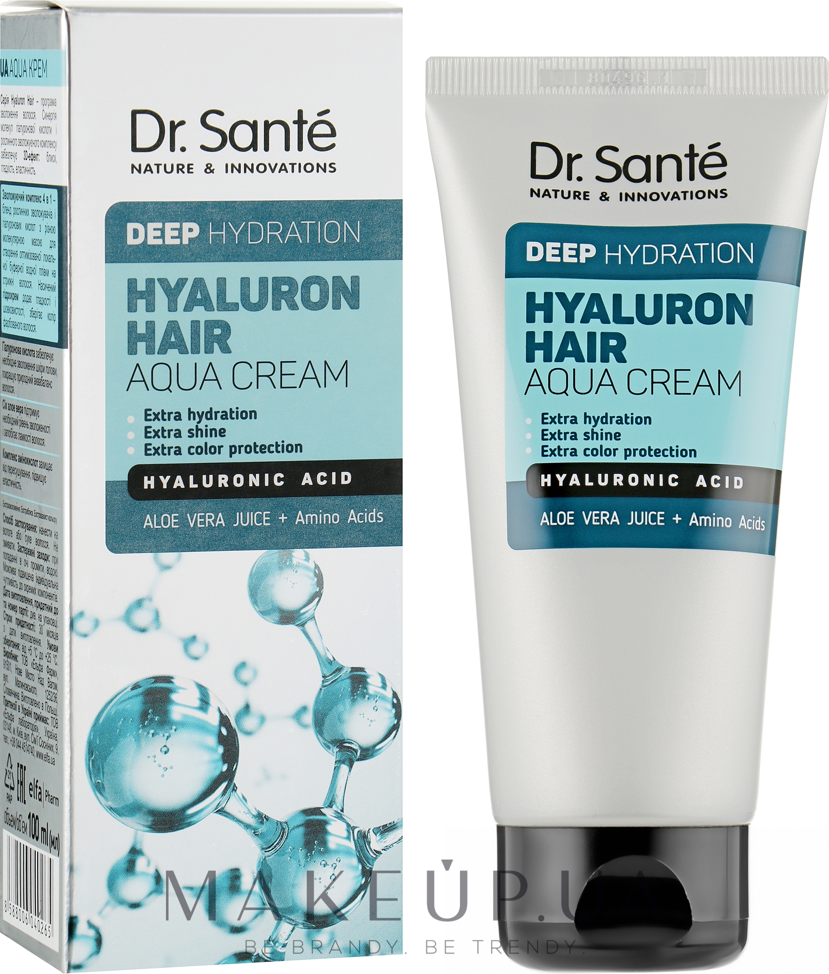 Крем для глибокого зволоження волосся - Dr. Sante Hyaluron Hair Deep Hydration Aqua Cream — фото 100ml
