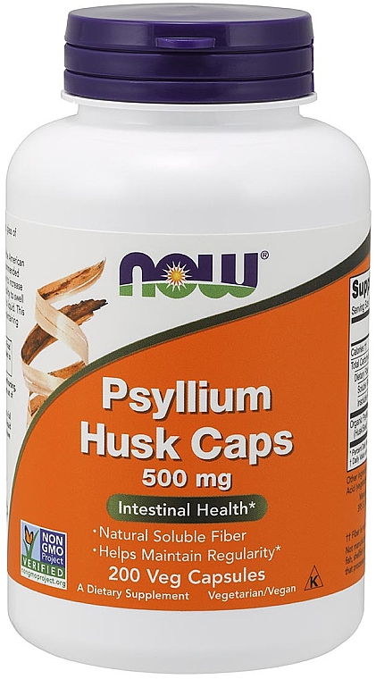 Капсули "Лушпиння насіння подорожника Псиліум", 500 мл - Now Foods Psyllium Husk Caps — фото N1