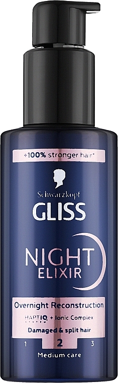 Еліксир для пошкодженого волосся і посічених кінчиків - Gliss Hair Repair Night Elixir Overnight Reconstruction