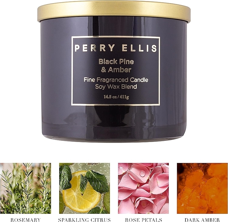 Ароматична свічка - Perry Ellis Black Pine & Amber Fine Fragrance Candle — фото N2