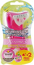 Парфумерія, косметика Одноразові станки, 4+2 шт. - Wilkinson Sword Xtreme 3 Beauty Sensitive