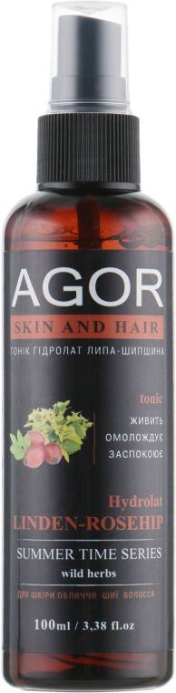 Тонік "Гідролат липа-шипшина" - Agor Summer Time Skin And Hair Tonic — фото N2