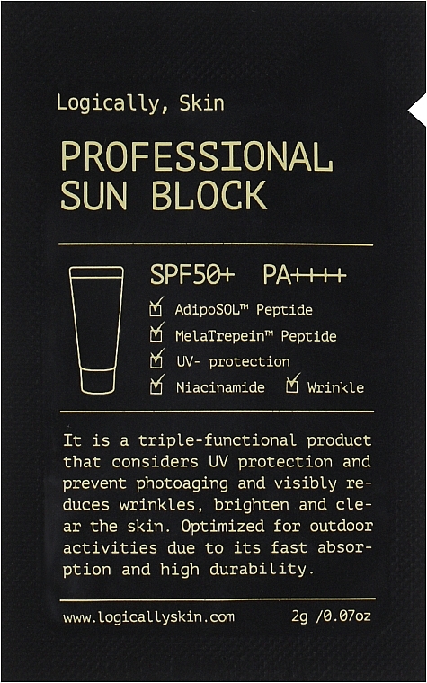 Солнцезащитный крем - Logically, Skin Professional Sun Block SPF50+/ PA++++ (пробник) — фото N1