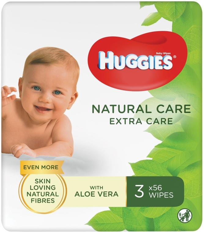 Детские влажные салфетки Natural Care Extra Care 2+1, 3x56 шт - Huggies