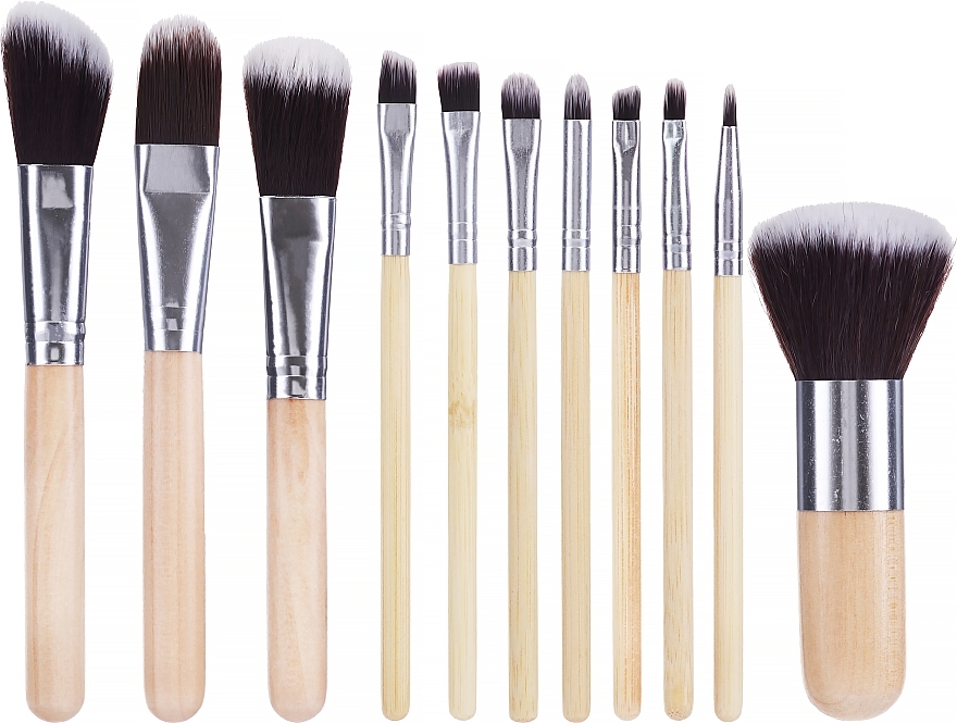 Набор бамбуковых кистей для макияжа, 11 шт., в мешочке - Beauty Design  — фото N1