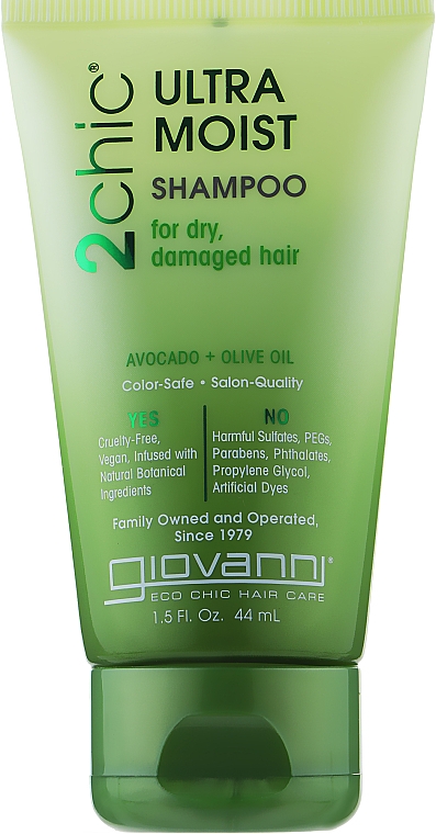 Зволожувальний шампунь для волосся - Giovanni 2chic Ultra-Moist Shampoo Avocado & Olive Oil (міні) — фото N1