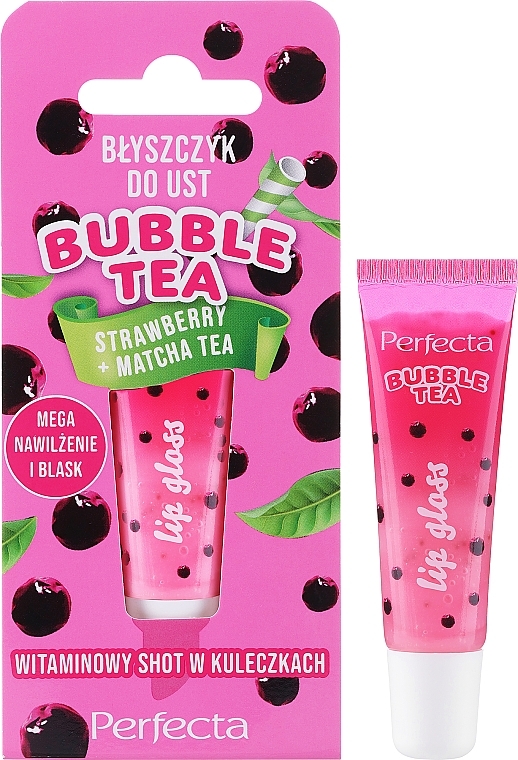 Блеск для губ - Perfecta Bubble Tea Strawberry + Matcha Tea Lip Gloss — фото N1