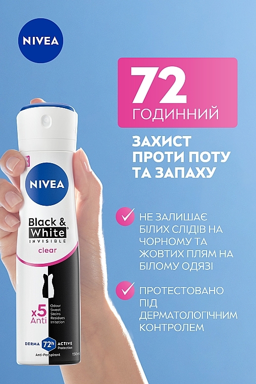 Антиперспірант "Чорне та Біле невидимий: прозорий" - NIVEA Black & White Invisible Clear Anti-Perspirant — фото N4