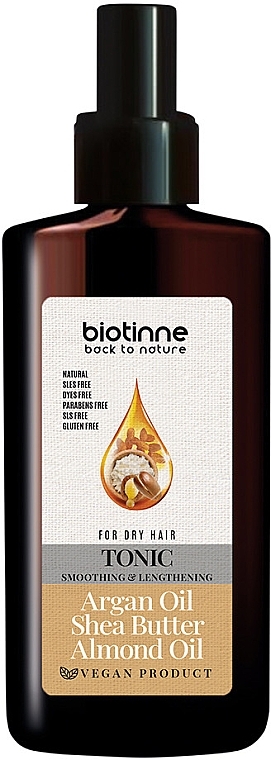 Тонік-спрей з оліями арганії, мигдалю та маслом ши - Biotinne Smoothing & Lengthening Tonic — фото N1