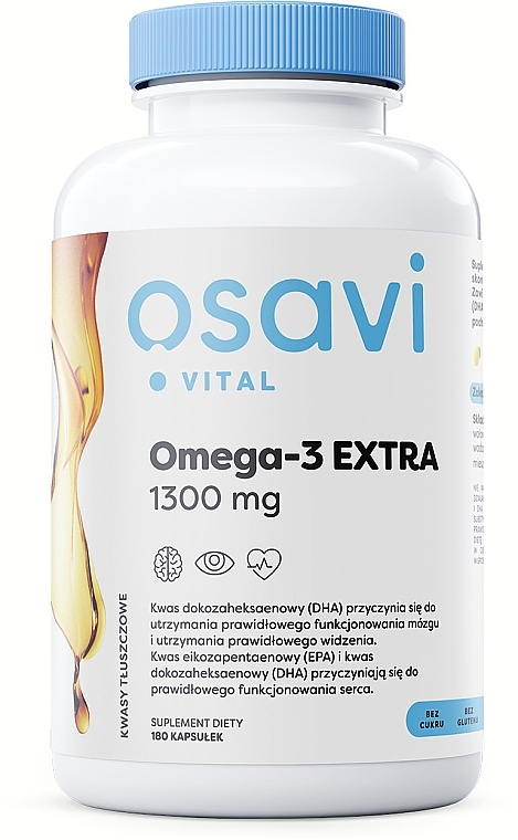 Пищевая добавка "Омега-3 Экстра", в мягких капсулах - Osavi Omega-3 Extra 1300mg Lemon Softgels — фото N2