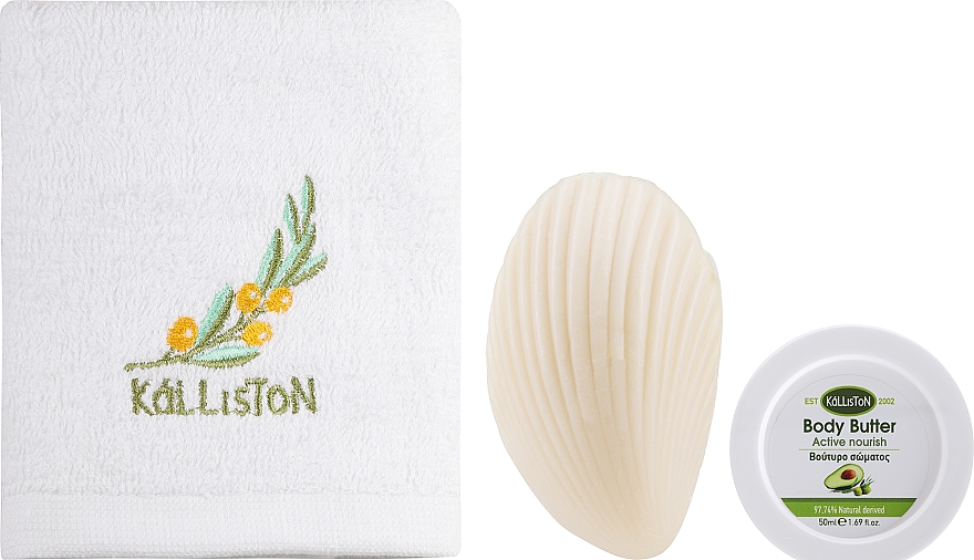 Набор - Kalliston Box Kit Avocado (towel/1pcs + b/butter/50ml + soap/60g) — фото N2