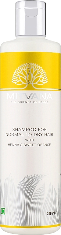 Шампунь для нормального та сухого волосся з солодким апельсином та хною - Mitvana Shampoo For Normal To Dry Hair — фото N1