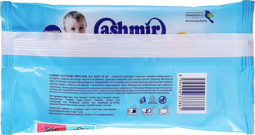 Влажные салфетки для детей, 24шт - Cashmir Baby Wet Wipes — фото N2