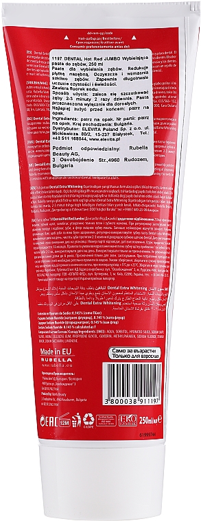 Зубна паста "Екстравідбілювання" - Dental Hot Red Jumbo Extra Whitening Toothpaste — фото N2