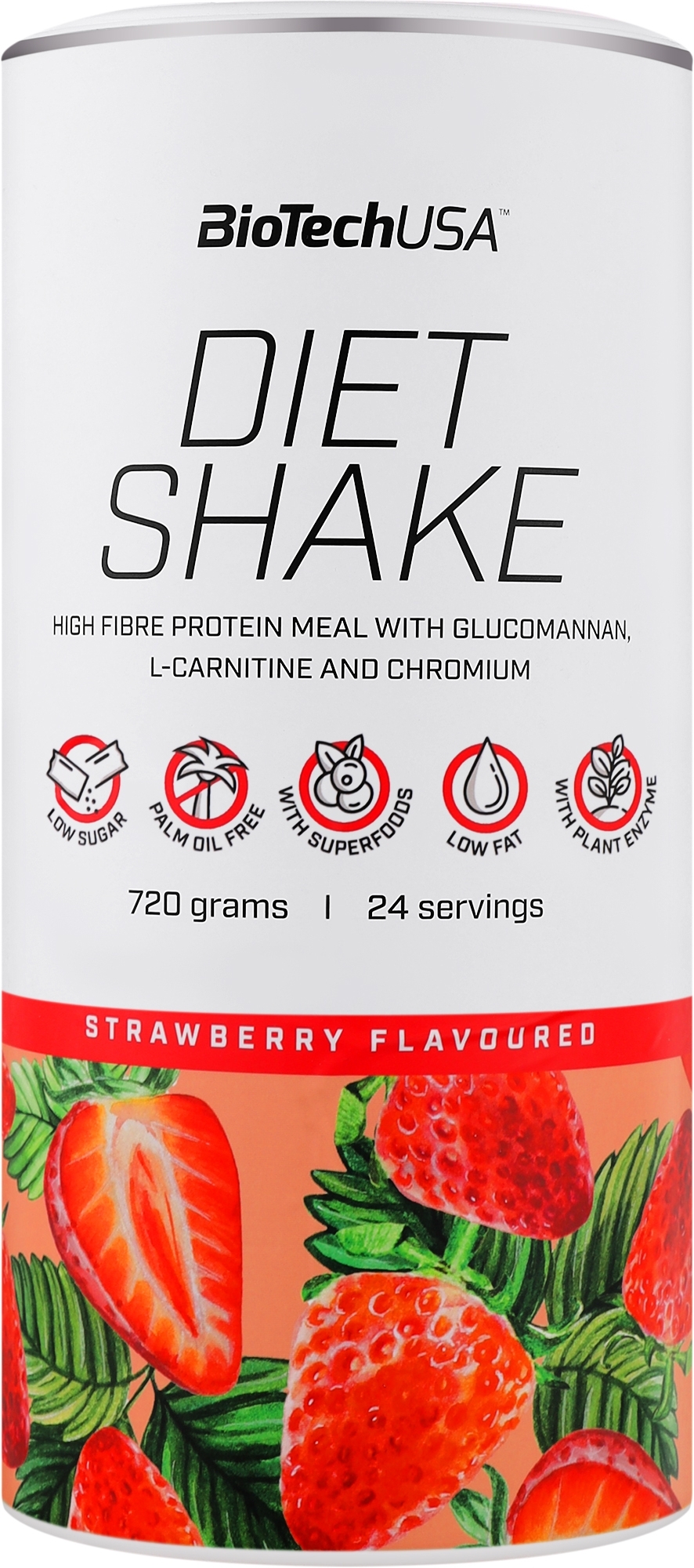 Протеиновый коктейль "Клубника" - BioTechUSA Diet Shake Strawberry Hight Fiber Protein Meal — фото 720g