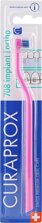 Монопучковая зубная щетка "Single CS 708", розово-синяя - Curaprox — фото N1