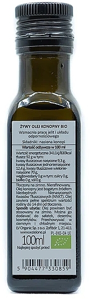 Конопляное масло - LOV Organic Living Hemp Oil Cold Pressed — фото N2