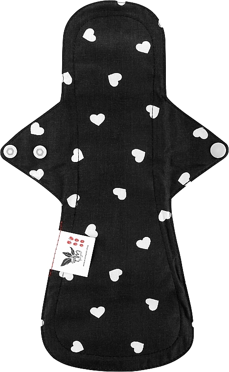 Прокладка для менструації Нічна 6 крапель, сердечка на чорному - Ecotim For Girls — фото N1
