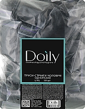 Труси-стрінги чоловічі окантовані зі спанбонду для спа-процедур, L/XL, чорні - Doily — фото N1