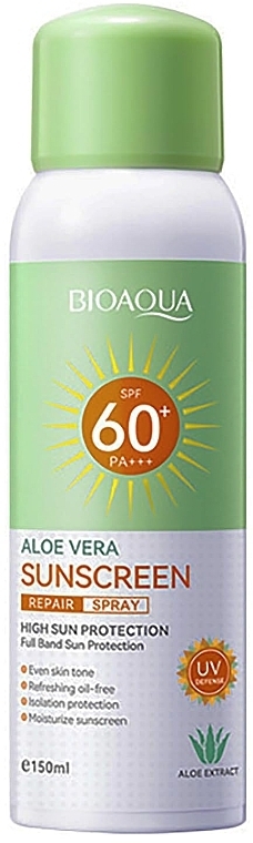 Сонцезахисний спрей з екстрактом алое вера - Bioaqua Aloe Vera Sunscreen Repair Spray SPF60+ — фото N1
