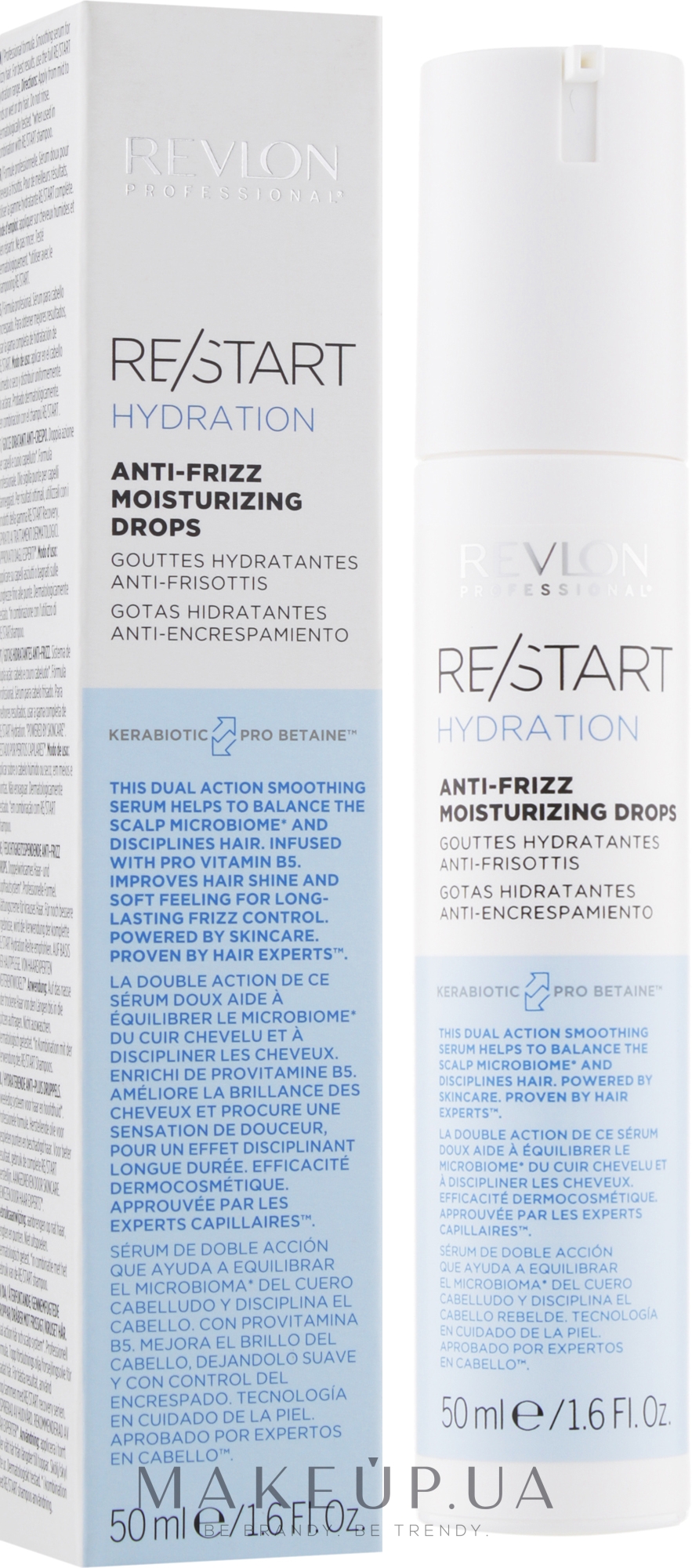 Сыворотка для увлажнения волос - Revlon Professional Restart Hydration Anti-frizz Moisturizing Drops — фото 50ml