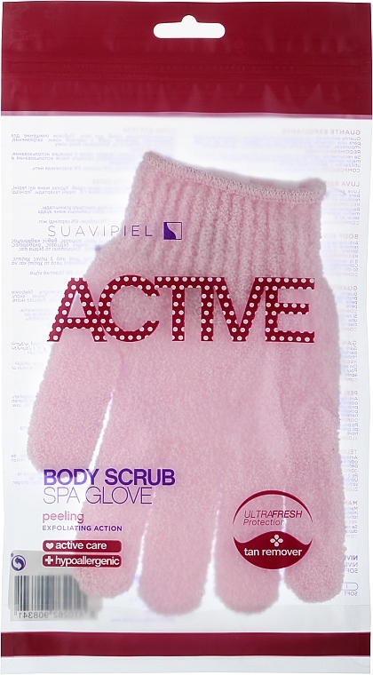 Отшелушивающая перчатка для тела, розовая - Suavipiel Active Body Scrub Spa Glove — фото N1