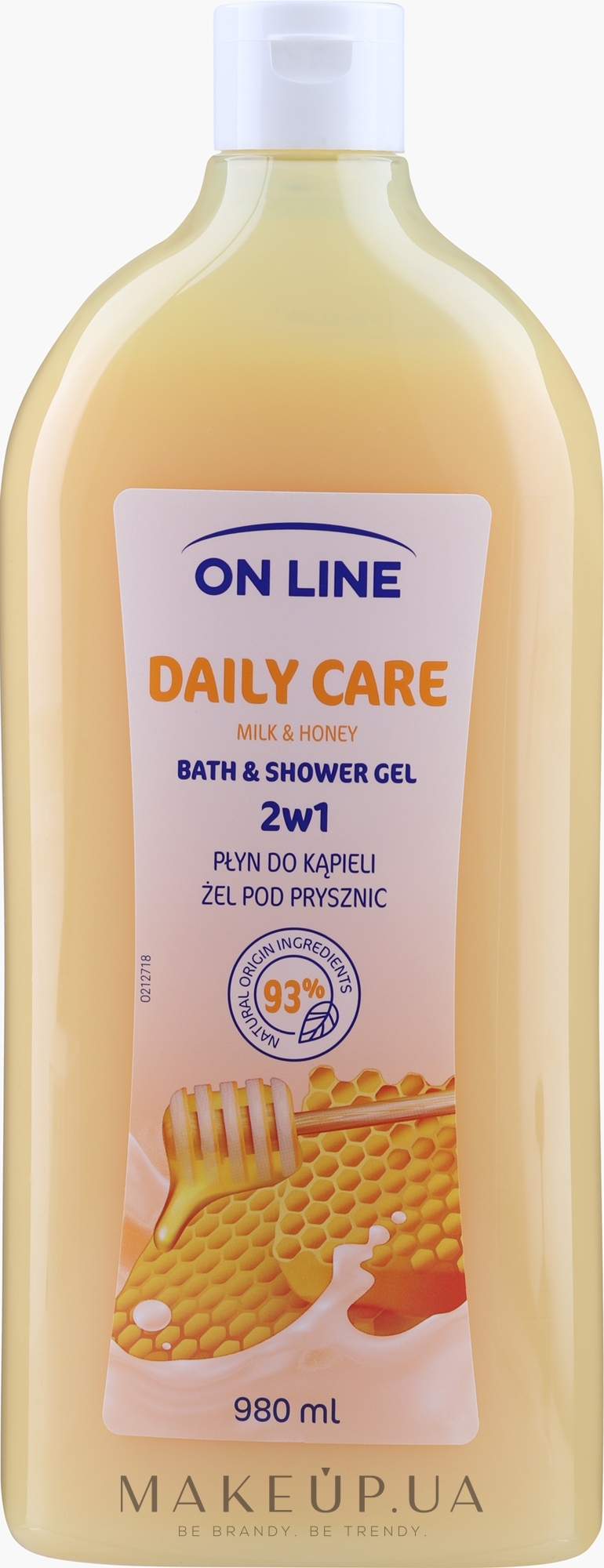 Гель для душу 2 в 1 "Молоко й мед" - On Line Daily Care Milk & Honey Bath & Shower Gel — фото 980ml