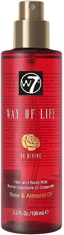 Спрей для волосся і тіла "Троянда та олія мигдалю" - W7 Way of Life Hair & Body Mist Be Divine — фото N2