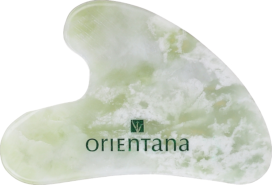 ПОДАРОК! Гуаша для массажа лица, зеленый нефрит с мешочком для хранения - Orientana — фото N1