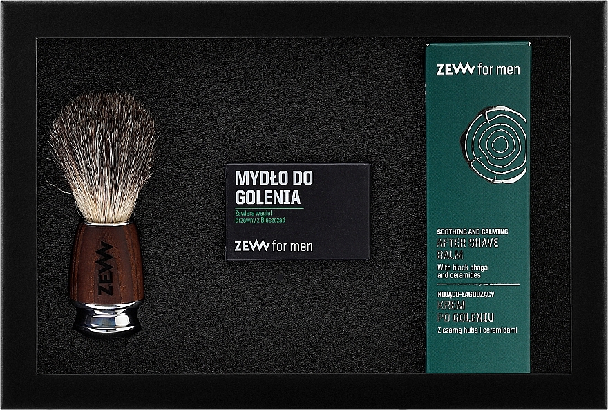 Набір - Zew For Men Shaving Kit (soap/85ml + ash/balm/80ml + sh/brush/1pcs) — фото N1