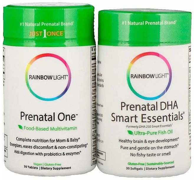 Набір "Вітаміни + Риб'ячий жир для вагітних" - Rainbow Prenatal (tabl/30pcs + softg/30pcs) — фото N1