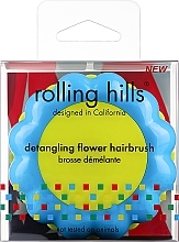 Компактна щітка для волосся "Ромашка", жовта/синя - Rolling Hills Brosse Desenredar Flower — фото N1