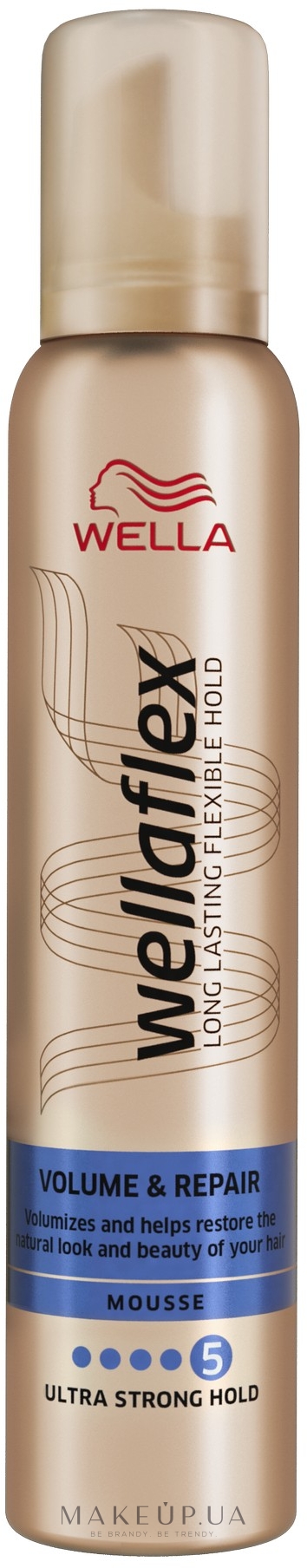 Мус для укладання волосся ультрасильної фіксації "Об'єм та відновлення" - Wella Wellaflex Volume & Repair — фото 200ml
